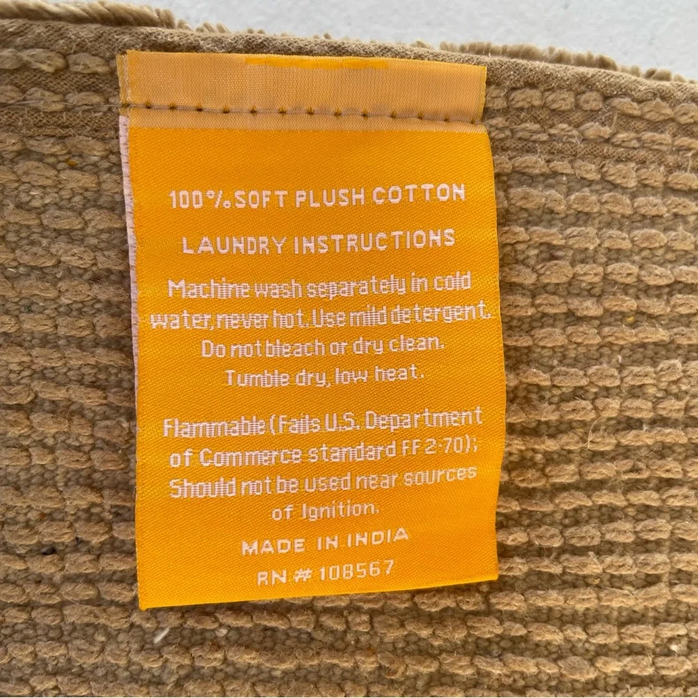 Knightsbridge Link Bath Rug Dark Beige 100% Plush Cotton Non Slip 17